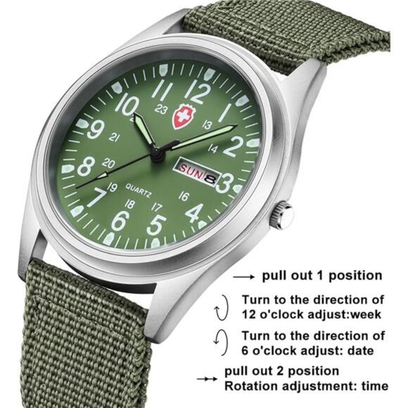 Unisex Military Watches Sport Textile Nylon Strap Stylish Men Watch Luminous - Picture 2 of 7
